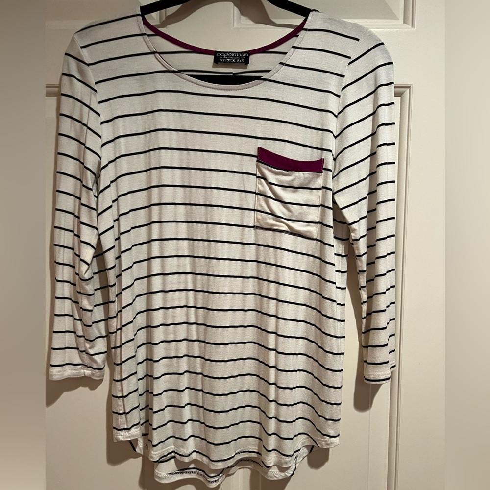 Stripped Top Black and White Size S